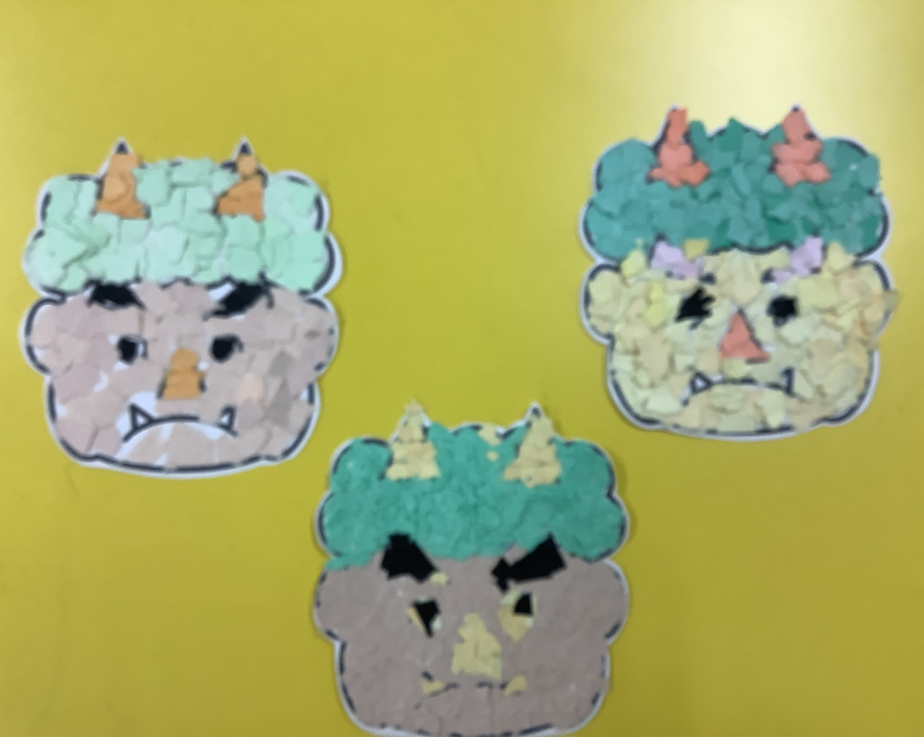 作業学習(工芸)紙工芸班 鬼は外!