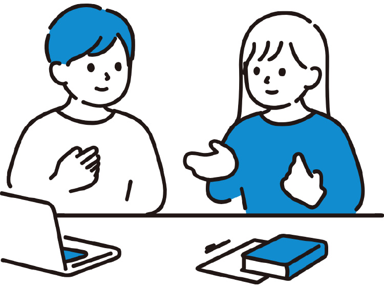 Students collaborating illustration